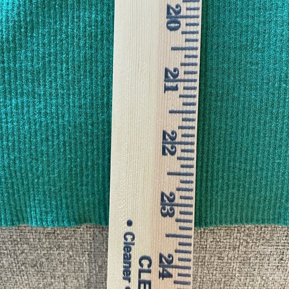 Carmen Marc Valvo Top Womens Large Teal Green Ribbed Stretch Cut Out Keyhole - Picture 4 of 6